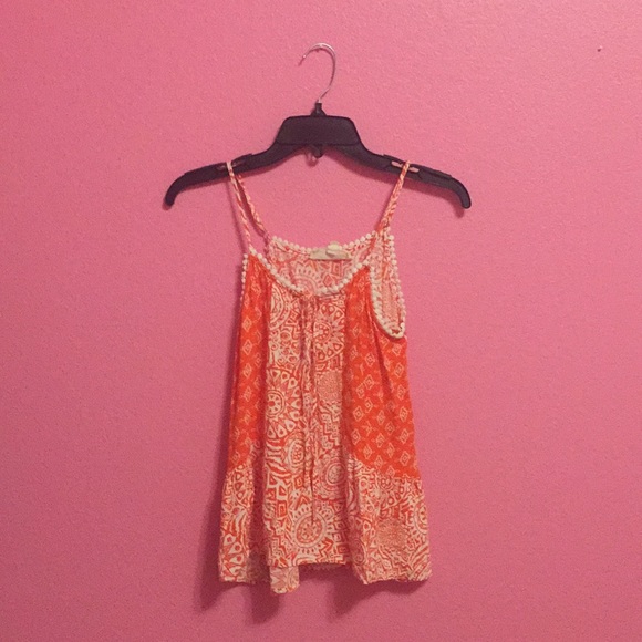 Sweet Wanderer Tops - Sweet Wanderer orange and white tank with tie